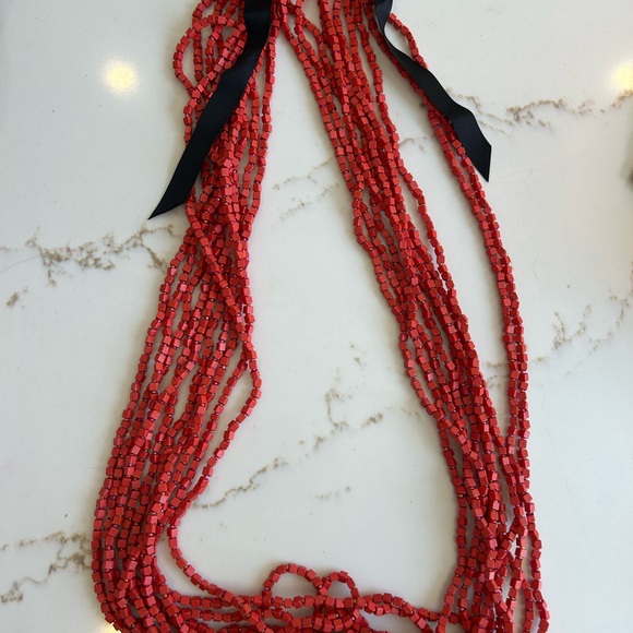 Red Multi-Strand Necklace - Picture 2 of 3